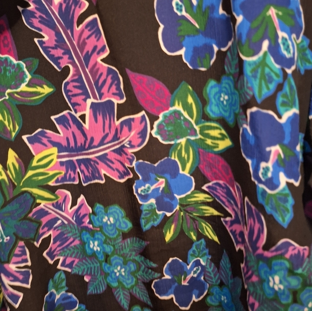 Vintage Black Floral Jacket My Pieces Women's Large - Picture 2 of 4